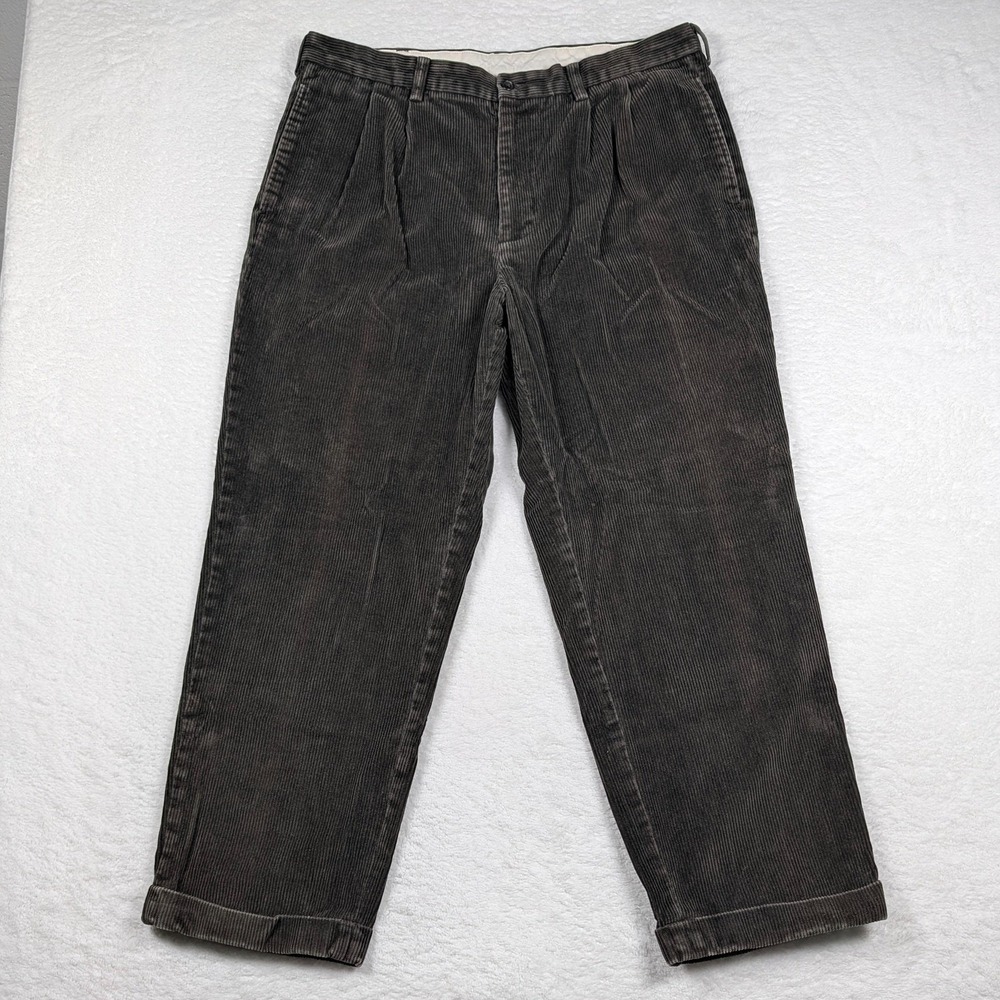 Vintage‎ Brooks Brothers Pants Mens 38x30 Brown Corduroy Pleated Cuffed Y2K